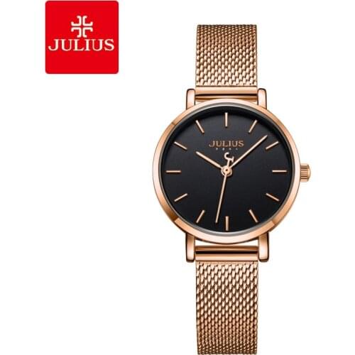 Julius Watch Ultra-Thin 6mm Simplicity Casual Womens Watches Stainless Steel Fashion Top Brand Montre JA-1164