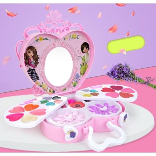 Kids Girls Lip Gloss Eyeshadow Blush Makeup Brush Box Cosmetics Play Toy Set