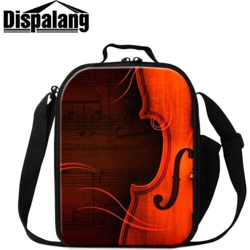 Dispalang Children Canvas Messenger Bag For Lunch Violin Designer Cooler Bags For Student Boy Girl Fashion Crossbody Lunch Sack