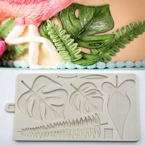 Tropical Leaf Mould DIY Fondant Cake Mould Chocolate Fudge Decoration Silicone Mold Dry Pez Tools K251