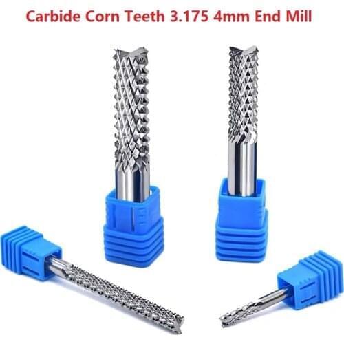 3.175 mm Tungsten carbide End Milling Cutters extended PCB Corn Teeth electric router bit Engraving Tools wood Circuit Cutter