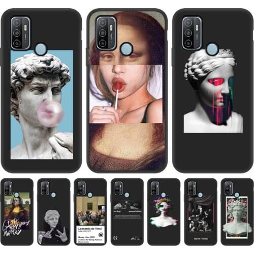 Art David Phone Case For OPPO A53 A5 A9 A31 2020 A52 A72 A92 A1K Black Art Oil Paintings Fundas OPPO A53 A 53 Soft TPU Cover