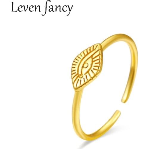 Real 925 Sterling Silver Gold Turkish Eye Symbol of Protection Ring Evil Eye Rings Open endings For Women Party Jewelry