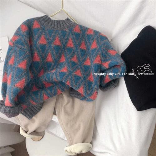 Korean Girls Kids Boys Stripe Sweaters Pullover Baby Girl School Winter Clothes Autumn Toddler Sweater Children Clothing Boy