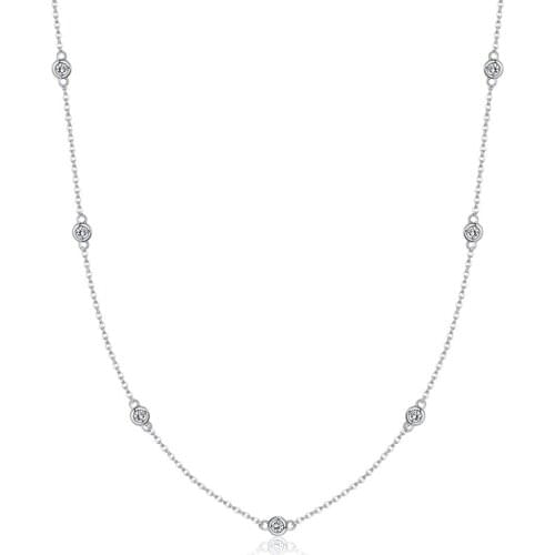 LEKANI 925 Sterling Silver Link Chain Necklace Clear CZ Short Metal Choker Necklaces For Women Fine Silver Jewelry New Arrival