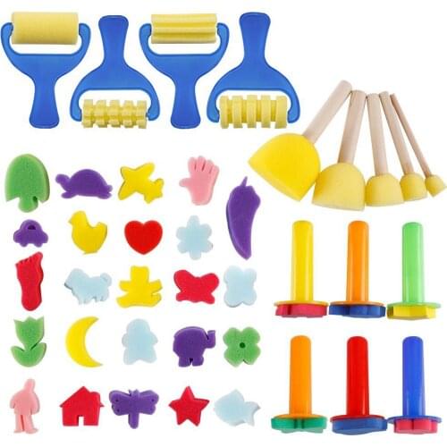 Early Learning Mini Flower Sponge Painting Brushes Craft Brushes Set for Kids Shipping by FBA
