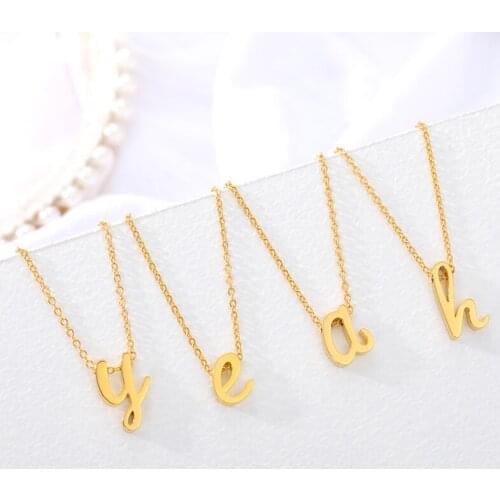 Fashion Gold Color Metal Letters Necklace Pendants Mini A-Z Letter Pendant Necklace Shinning 26 Initial Collares Jewelry