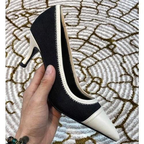Moraima Snc Newest Pointed Toe High Heel Shoes Mixced Colors Thin Heels Pumps Woman Slip on Dress Shoe