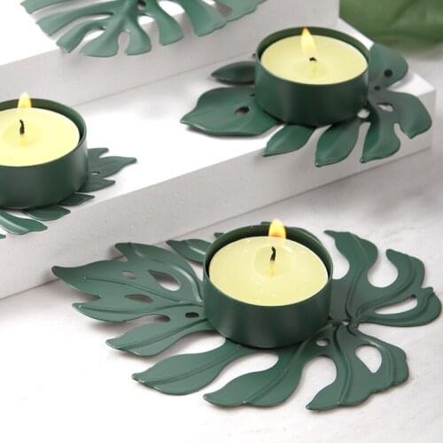Soft time cross border candle holder dinner props creative metal leaf ornaments candlestick