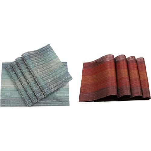 Placemats Set of 4 Crossweave Woven Vinyl Placemat for Kitchen Table Heat Resistant Non-slip Kitchen Table Mats Easy to Clean