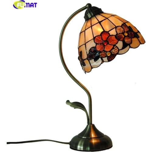 FUMAT 8" Flowers Natural Shell Table Lamps European Style Hand-made Art Light For Living Room Bed Room Bar Desk Tiffany Lamps