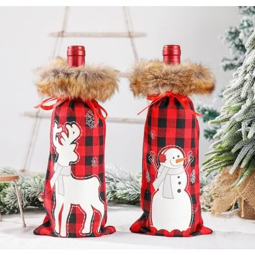 Latest 2021 New Year Gift Christmas Wine Bottle Dust Cover Noel Christmas Decorations for Home Natal 2020 Navidad Dinner Decor