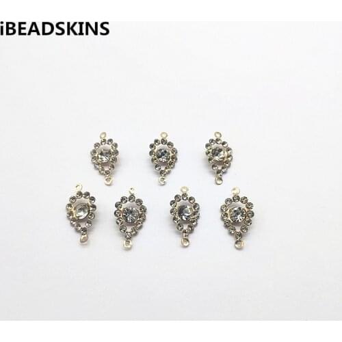 New arrival! 22x12mm 200pcs Rhinestone Drop-shape Connectors for Necklace,Earrings parts,hand Made Jewelry DIY