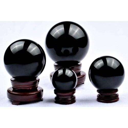 Obsidian crystal sphere natural crystal stone ball healing stone with stand