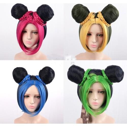 2020 JoJo Bizarre Adventure Golden Wind Jolyne Cujoh Kujo Wigs JoJo No Kimyou Na Bouken Buns Braids Hair Cosplay Wigs Wig Cap