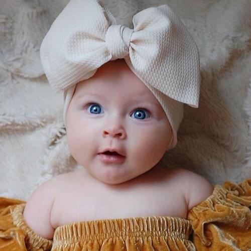 Baby Accessories Infant Baby Girl Cute Bow Headband Newborn Solid Headwear Headdress Nylon Elastic Hair Band Gifts Props KF989