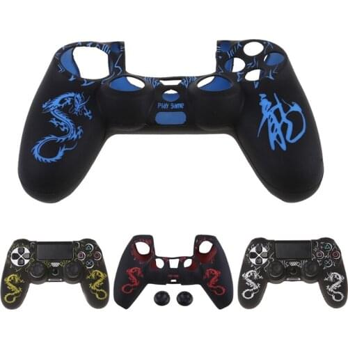 Chinese Dragons Silicone Gamepad Cover Case + 2 Joystick Caps For PS4 Controller