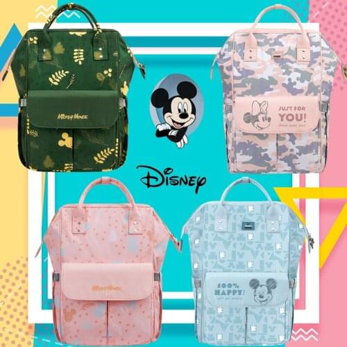 Disney Diaper Bags for Mom Waterproof Large Capacity Maternity Backpack Bebe Baby Care Mummy Nappy Bag Travel Stroller Bags USB