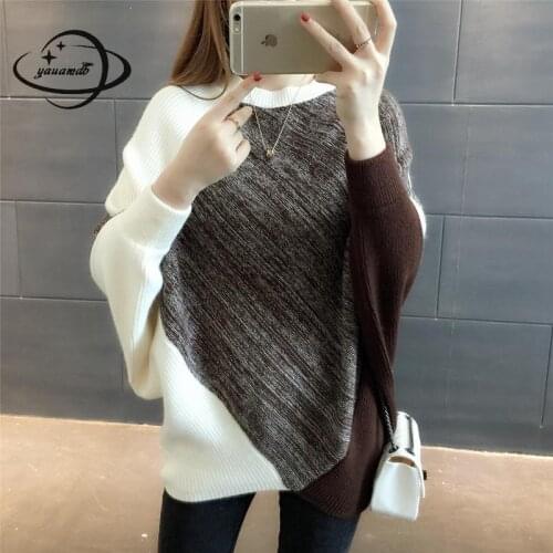 Yauamdb Women Sweater 2017 Autumn Spring Size S-xl Female O-neck Knitted Pullovers Ladies Patchwork Knitwear Warm Clothing Y89