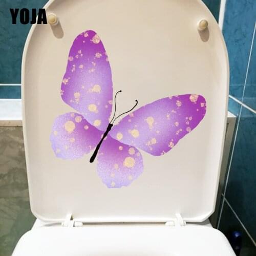YOJA 20.9X21.1CM Cute Purple Butterfly Home Kids Rooms Wall Sticker Creative Bathroom Toilet Decals T1-2292