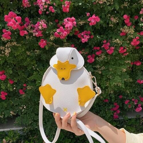 Cute Cartoon Duck Ladies Shoulder Bag Pu Leather Pouch Small Crossbody Bag for Women Messenger Bag Girls Purses and Handbags