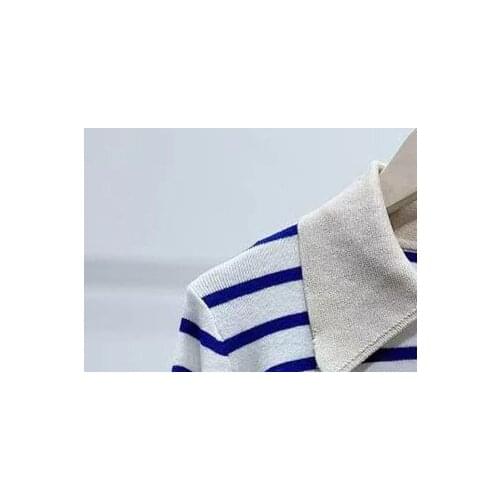 Women Striped Sweater Turn Down Collar Long Sleeve Ladies Knitwear Slim Ladies Outfit 2021 Spring Autumn