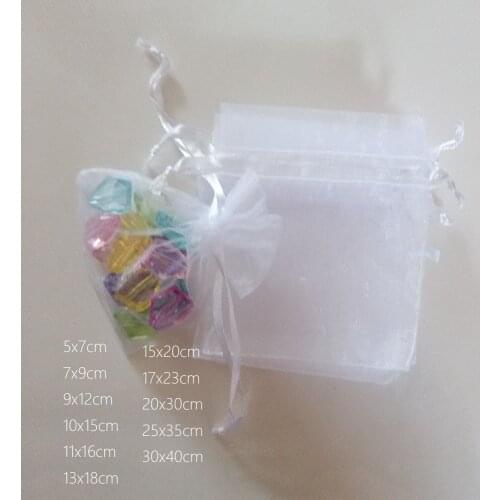 1000pcs White Gift Bags For Jewelry Bags And Packaging Organza Bag Drawstring Bag Wedding/Woman Travel Storage Display Pouches