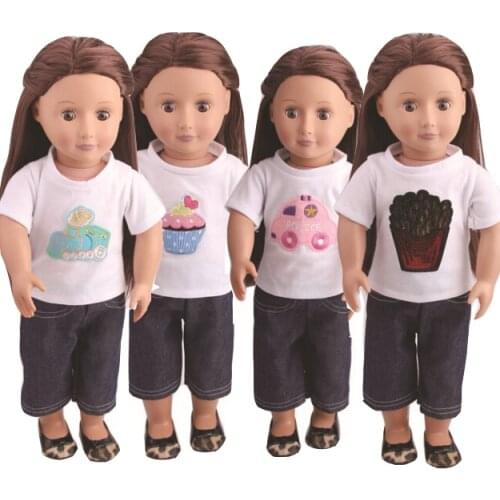 18-inch girl Doll White Shirt + Jeans Pants set for 18" Alexander Baby Doll play toys baby girl gifts