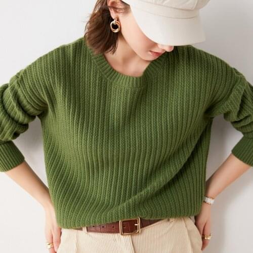 2021 woman winter 100% Cashmere sweaters knitted Pullovers jumper Warm Female O-neck blouse blue long sleeve clothing