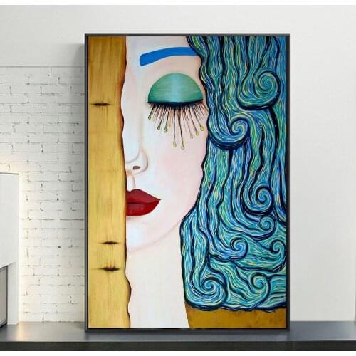 Abstract Tear Girl Art Posters and Prints Modern Woman Canvas Paintings on the Wall Nordic Art Pictues For living Room Cuadros