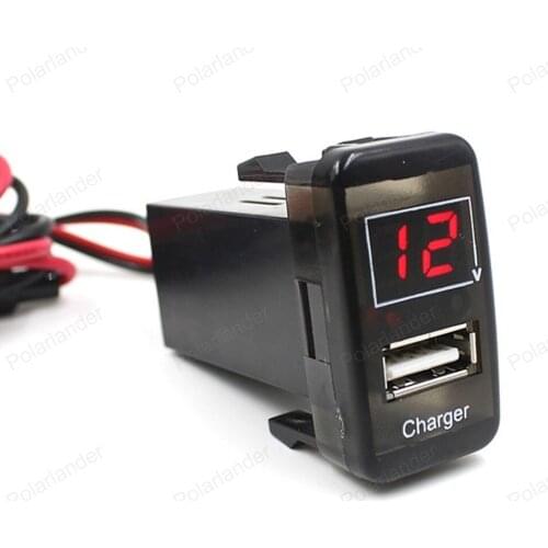 For T/OYOTA V/IGO Dashboard USB port Voltmeter 5V 2.1A cell Phone adapter with Wire Auto Car Charger