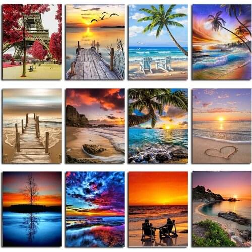 MUXUN Diy Diamond Painting Landscape Picture Cross Stitch Sky Diamond Embroidery Full Set Of Tools Mosaic Decoration Home Gift
