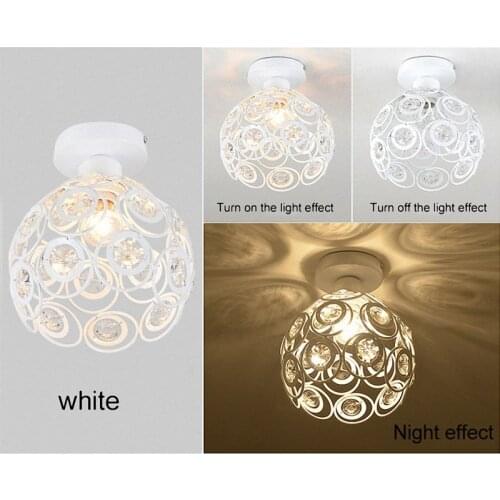 E27 White Creative Crystal Minimalist Ceiling Light Simple Ceiling Lamp Bedroom Alley Simple European Iron Lamp Crystal Lamp