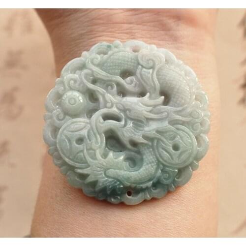 Free shipping Natural indigo Jade jadite Pendant Amulet necklace Dragon