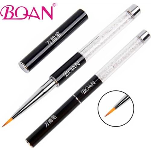 BQAN Crystal Acrylic Nail Brush UV Gel Painting Line Brush Nail Art Brushes Nylon Hair Pen Maincure Nail Universal Brush Tools