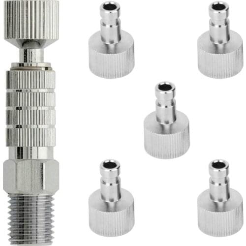 Airbrush Quick Release Disconnect Quick Coupler Plug Fitting with 5 Male Fittings, 1/8 Inch BSP Male Female Coupling Set Retail