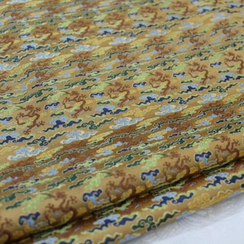 CF120 1Yard Moire Dragon Silk Fabric Chinese Style Brocade Jacquard Fabric Chinese Dress Fabric For Sew Packing Decorative Cloth