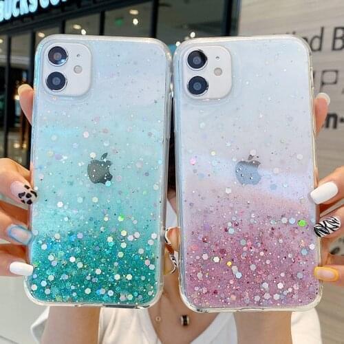 Sequin Gradient Color Transparent Case For Huawei P20 Honor 20 Lite Pro 20S Phone Cover Shockproof Back Coque