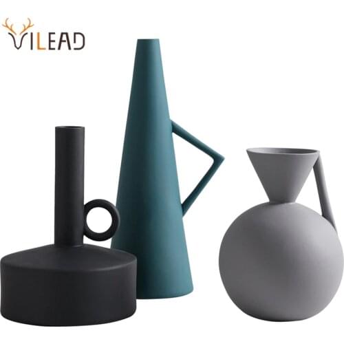 VILEAD Nordic Ceramic Flower Vase Creative Multi-Color Plantpot Home Decor Modern Art Living Room Decoration Ornaments New 2021