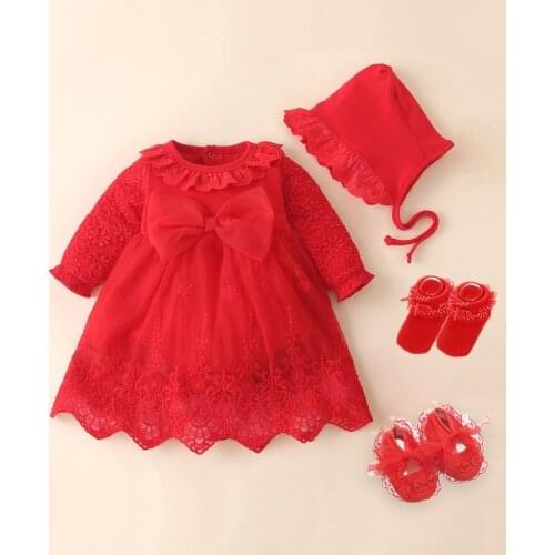 Baby Baptism Dress 2019 Bow Newborn Baby Girls Red Infant Dresses & Clothes Snow White Ropa Bebe Baby Girl Dresses 3 6 9 Months
