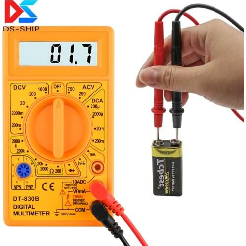 DT-830B AC DC LCD Ohmmeter Digital Multimeter, Ammeter, Ohm Meter, Voltmeter, 750V 1000V Tester