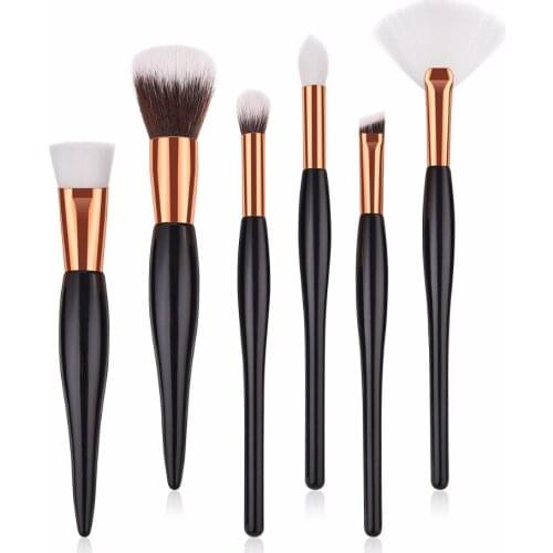 ENNKE 6pcs Face Cleaner Toiletry Tool Powder Foundation Blush Eyeshadow Eyebrow Blending Contour Concealer Make Up Brushes Set