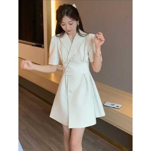 Little accept waist fat MM French dress show thin royal elder sister wind senior feeling suit dress with short sleeves