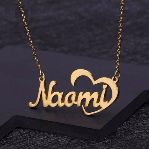 Customized Name Necklaces Stainless Steel Heart Nameplate Necklaces Personalized for Women Bijoux Femme