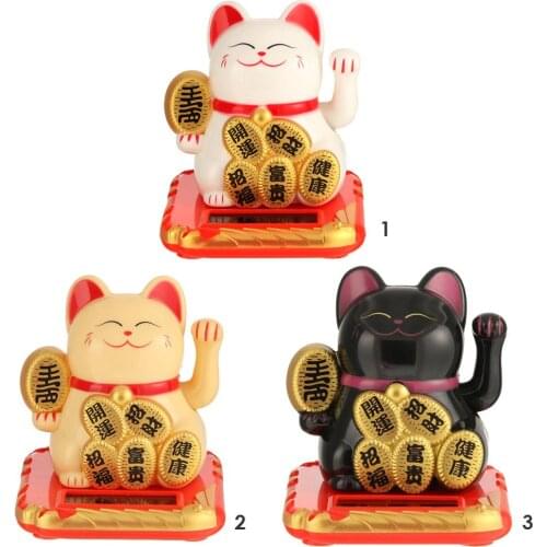 Chinese Lucky Cat Solar Powered Maneki Neko Wealth Shaking Hands Lucky Cat Beckoning Fortune Cute Birthday Gift