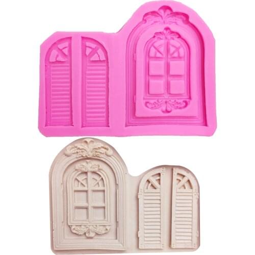 M969 Retro Window Cake Border Silicone Molds door Fondant Cake Decorating Tools Cupcake Chocolate Mold Baking accessories