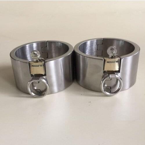 5cm High Stainless Steel Handcuffs BDSM Bondage Wrist Restraints Torture Slave Fetish Hand Cuffs Adult Games Sex Toys For Couple