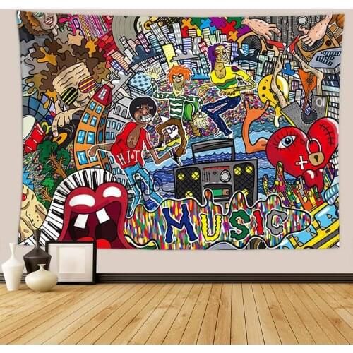 Graffiti Abstract Tapestry Aesthetic Wall Hanging Hippie Gothic Home Decor Ocean Tapestry Wall Decor Bedroom Tye Dye Tapestry