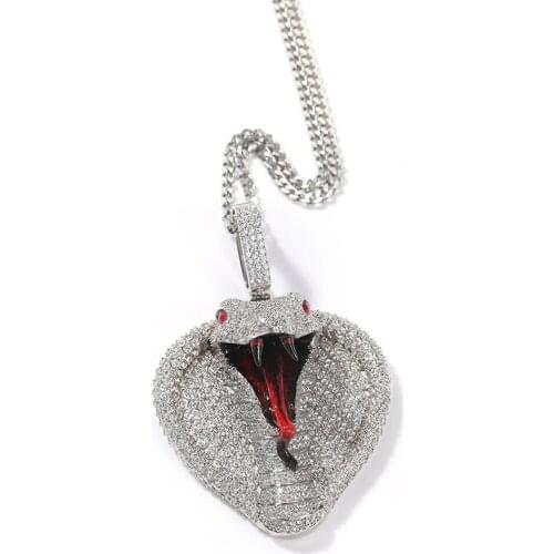 2021 New Cobra Hip Hop Pendant Necklace Men Copper Inlaid Zircon Ins Personality Pendant Necklace Gift