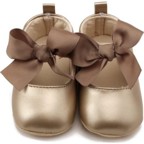 Toddler Baby Girl Soft PU Shoes Bow Bandage Infant Princess Prewalker 0-18M New